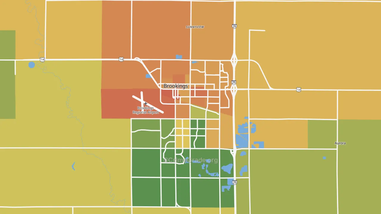 Brookings, SD Map of Burglary Rates