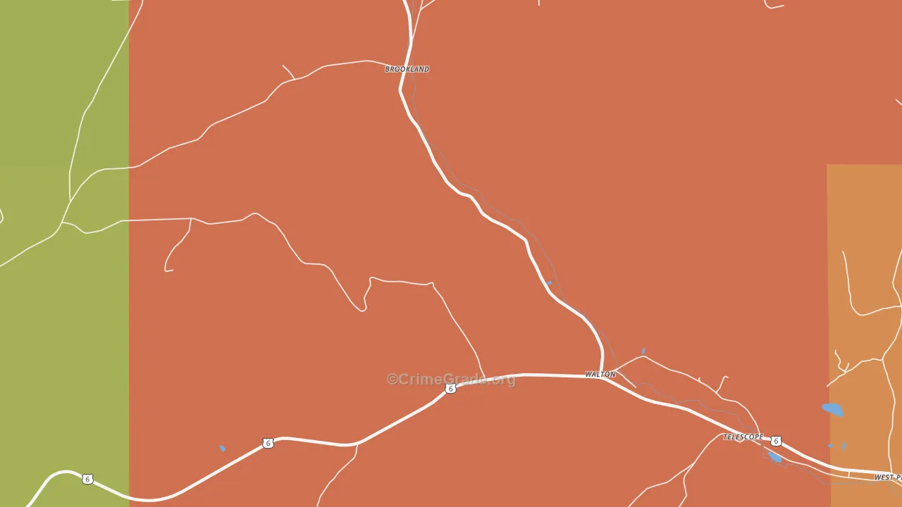 Brookland, PA Map of Burglary Rates