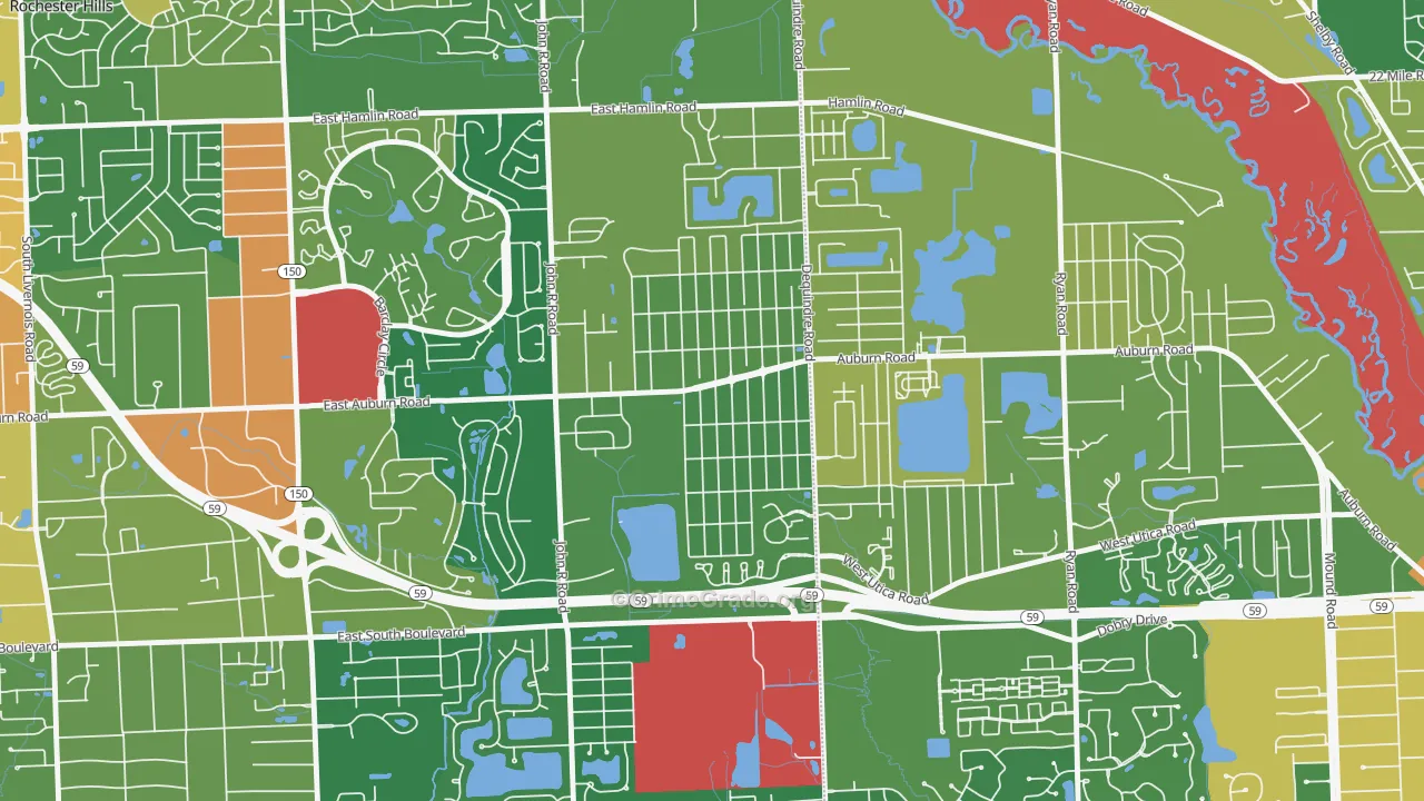 Brooklands Park, Rochester Hills, MI Map of Burglary Rates