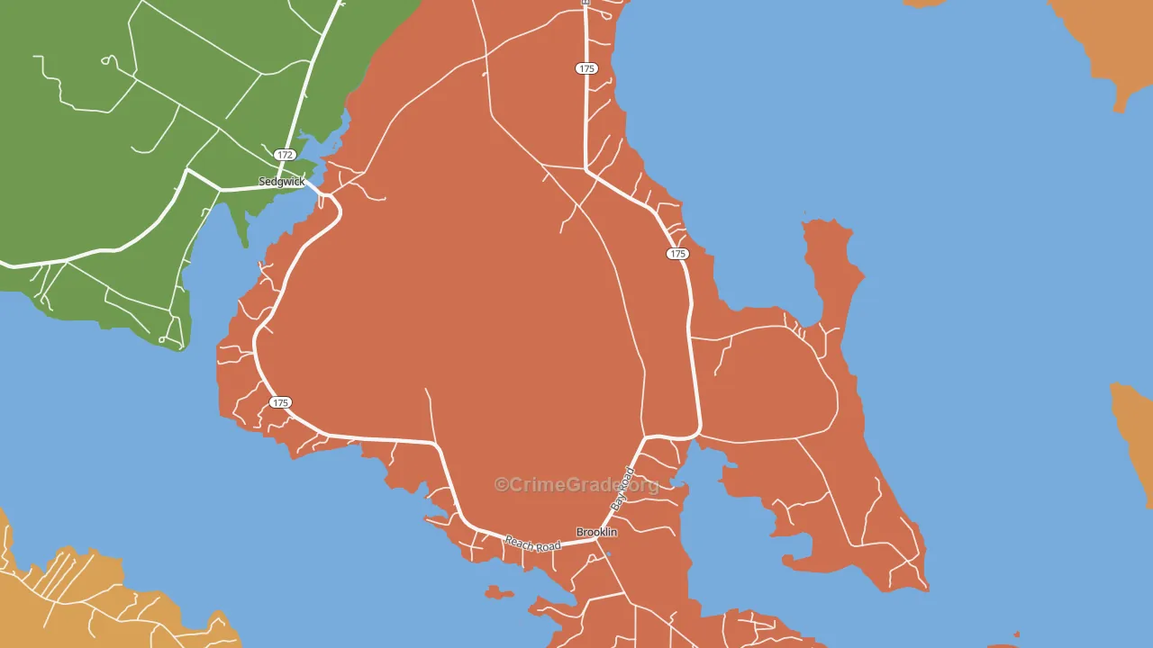 Brooklin, ME Map of Burglary Rates