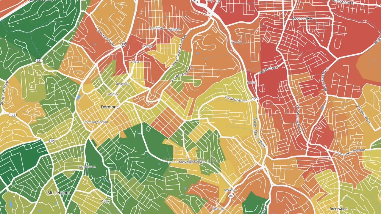 Brookline, Pittsburgh, PA Map of Burglary Rates