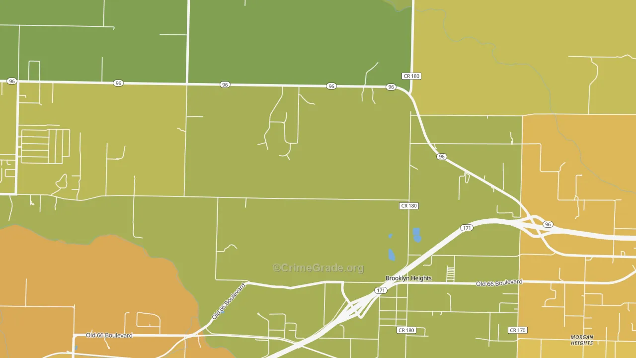 Brooklyn Heights, MO Map of Burglary Rates
