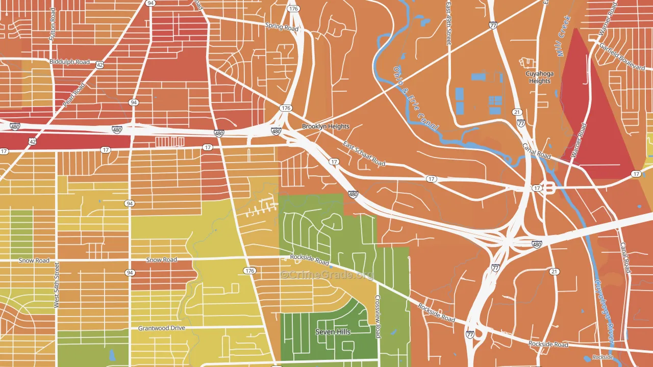 Brooklyn Heights, OH Map of Burglary Rates