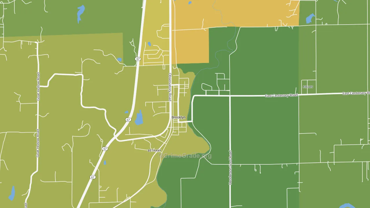Brooklyn, IN Map of Burglary Rates
