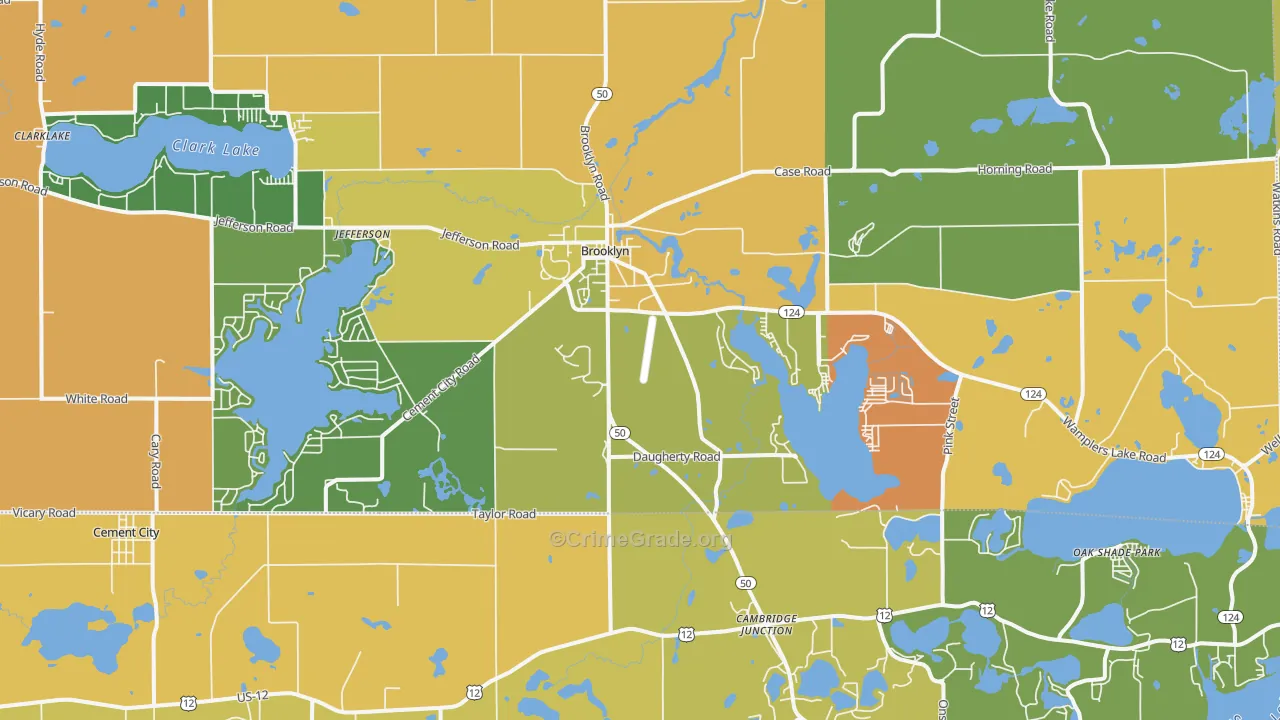 Brooklyn, MI Map of Burglary Rates