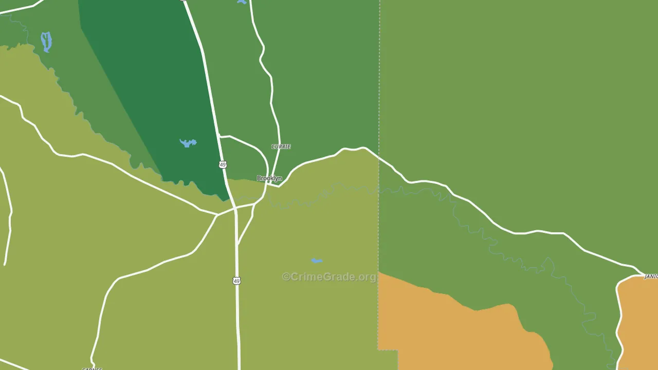 Brooklyn, MS Map of Burglary Rates