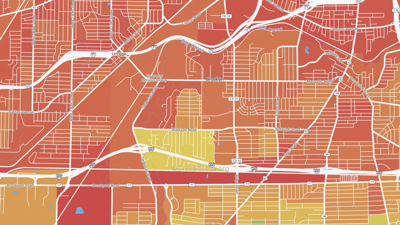 Brooklyn, OH Map of Burglary Rates