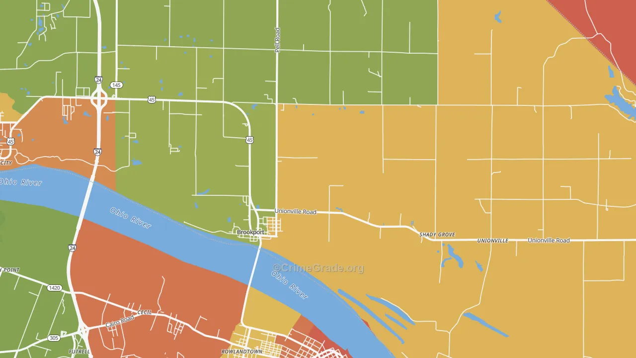 Brookport, IL Map of Burglary Rates