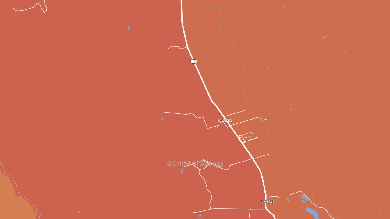 Brooks, CA Map of Burglary Rates