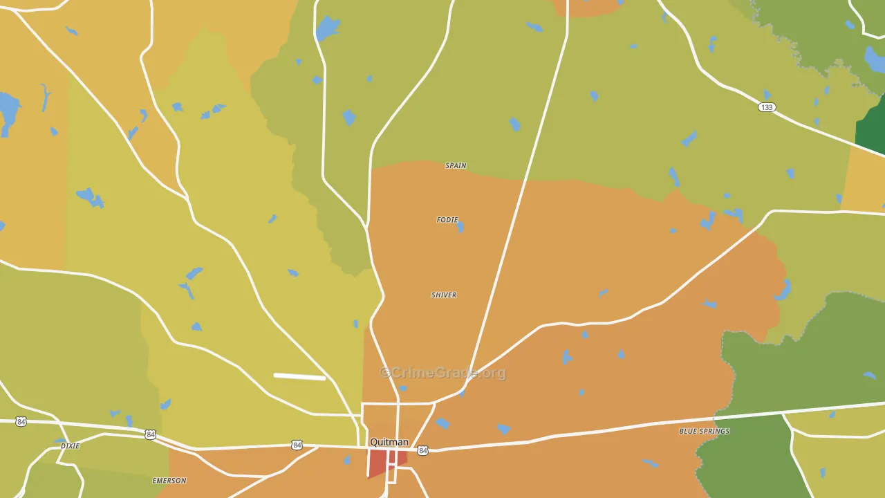 Brooks County, GA Map of Burglary Rates
