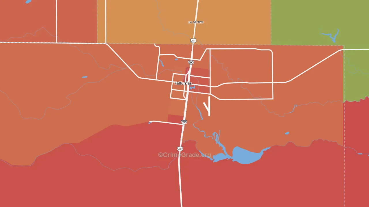Brooks County, TX Map of Burglary Rates