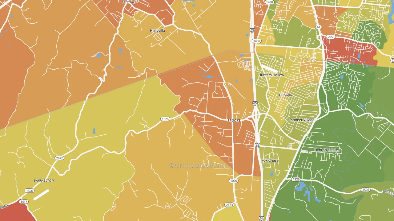 Brooks, KY Map of Burglary Rates