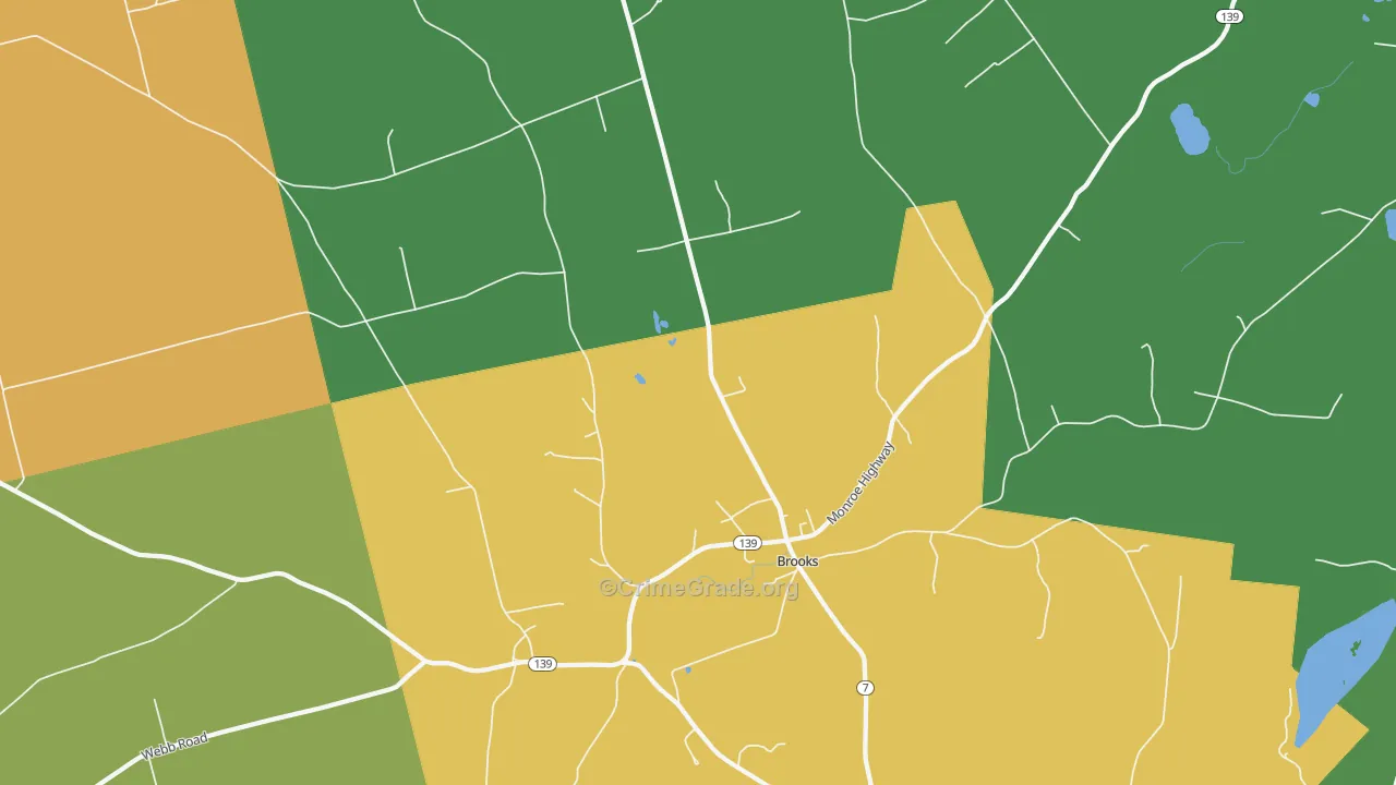 Brooks, ME Map of Burglary Rates