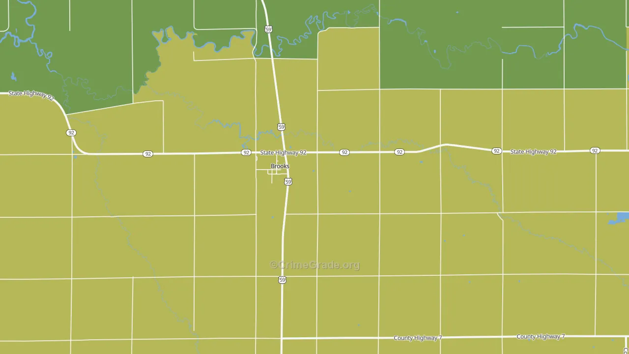 Brooks, MN Map of Burglary Rates