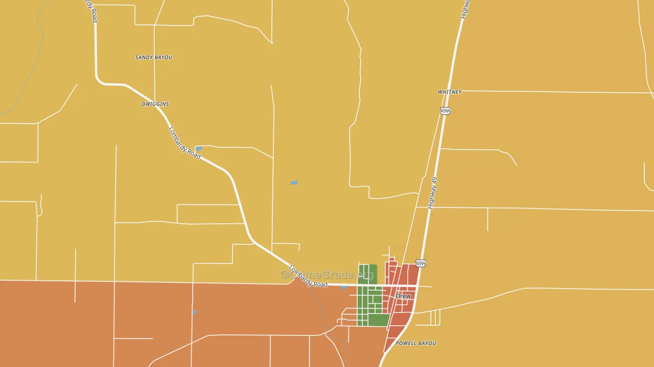 Brooks, MS Map of Burglary Rates