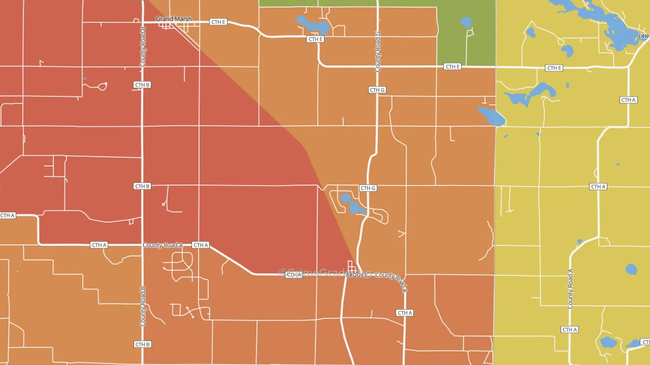 Brooks, WI Map of Burglary Rates
