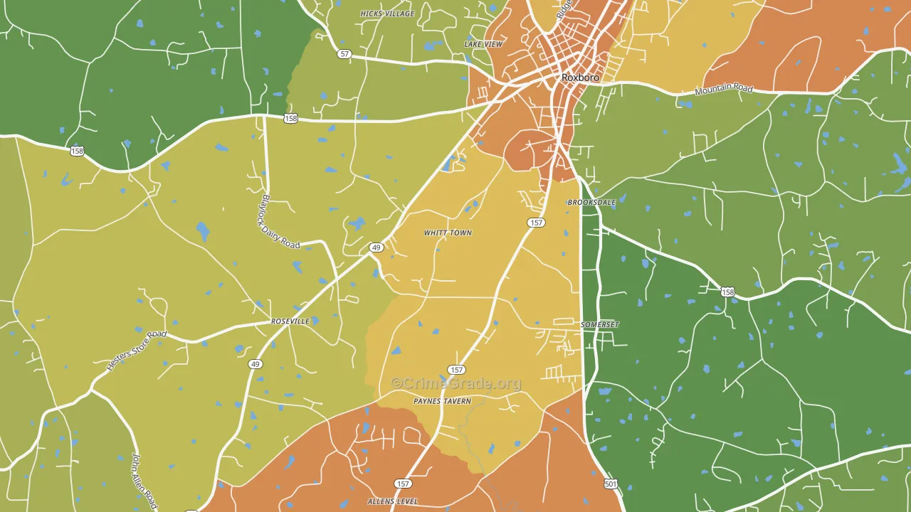 Brooksdale, NC Map of Burglary Rates