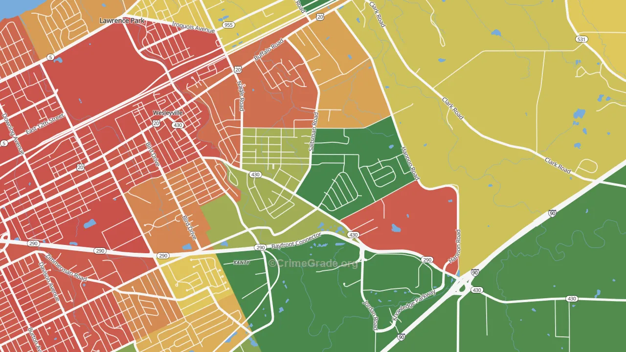 Brookside, Erie, PA Map of Burglary Rates