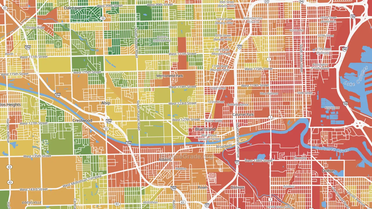 Brookside Glen, Chicago, IL Map of Burglary Rates