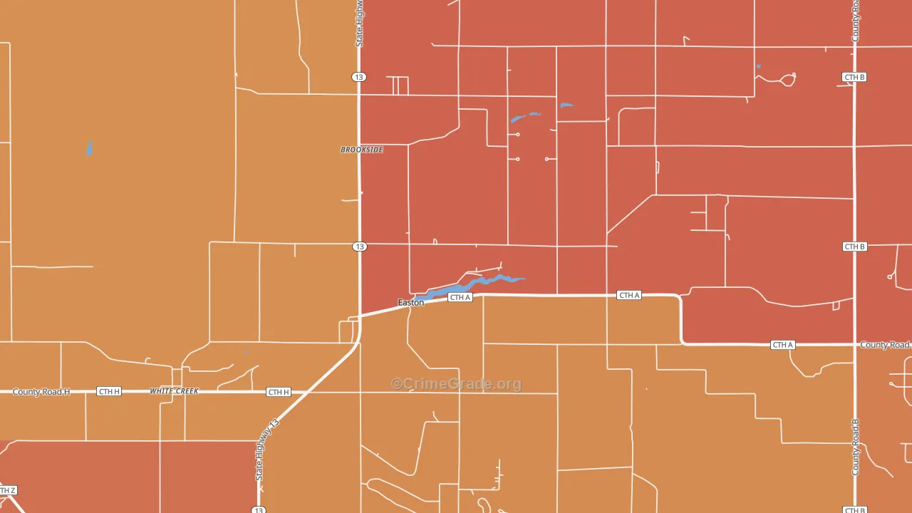 Brookside, WI Map of Burglary Rates
