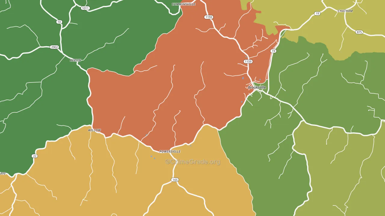 Brooksville, KY Map of Burglary Rates