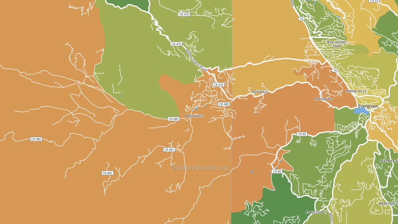 Brookvale, CO Map of Burglary Rates