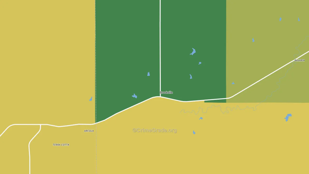 Brookville, KS Map of Burglary Rates