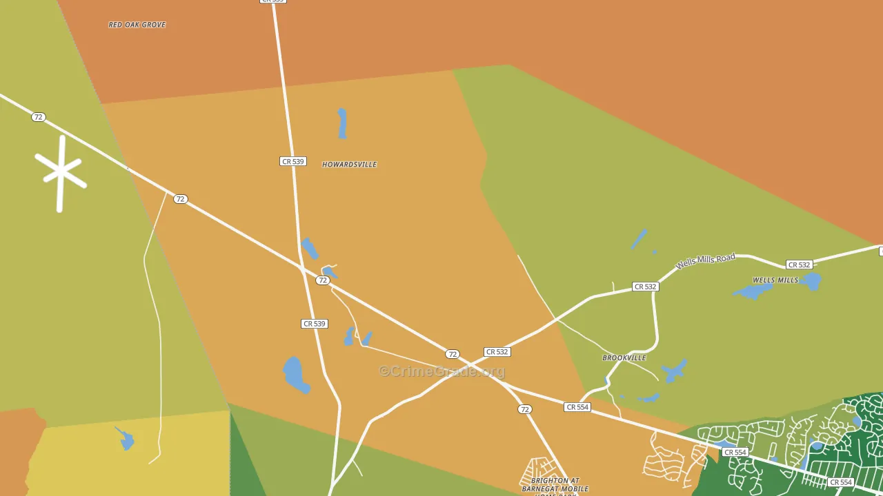 Brookville, NJ Map of Burglary Rates