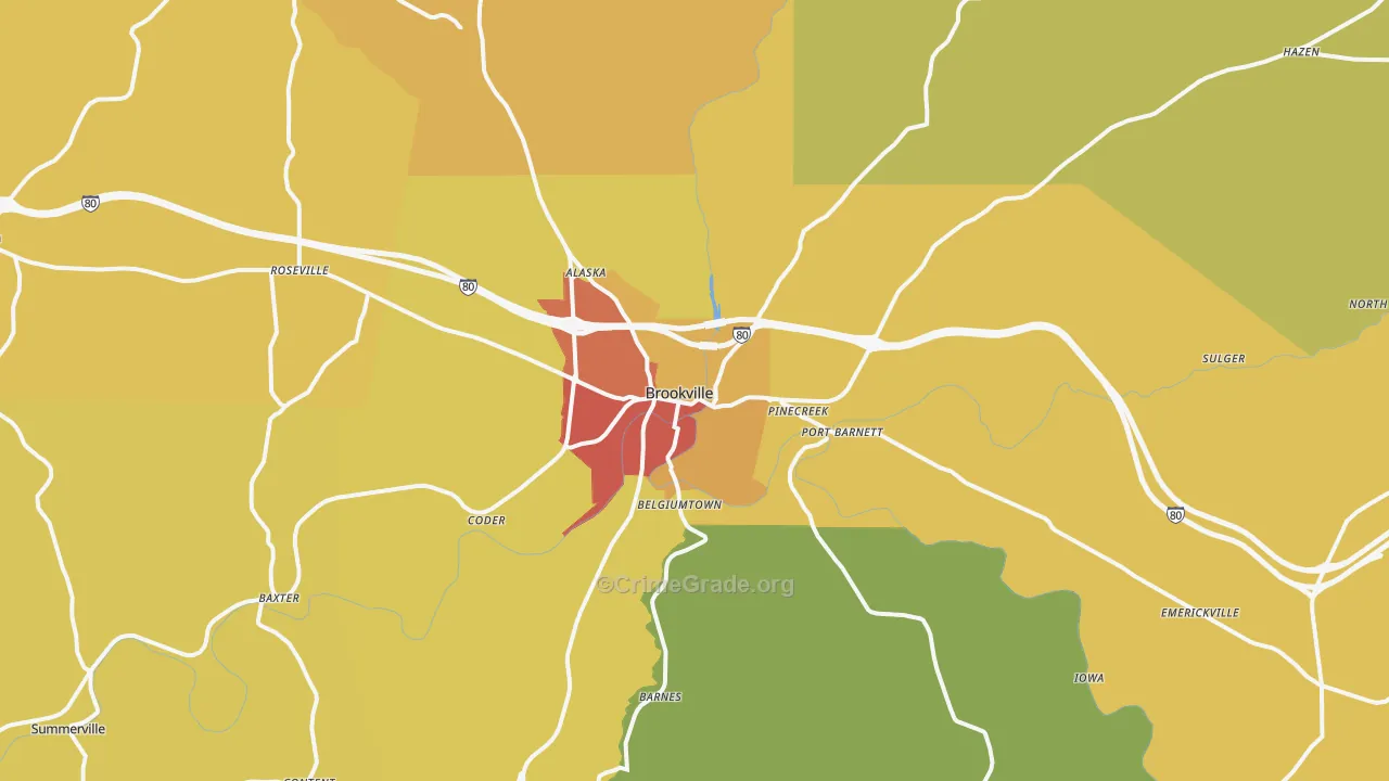 Brookville, PA Map of Burglary Rates