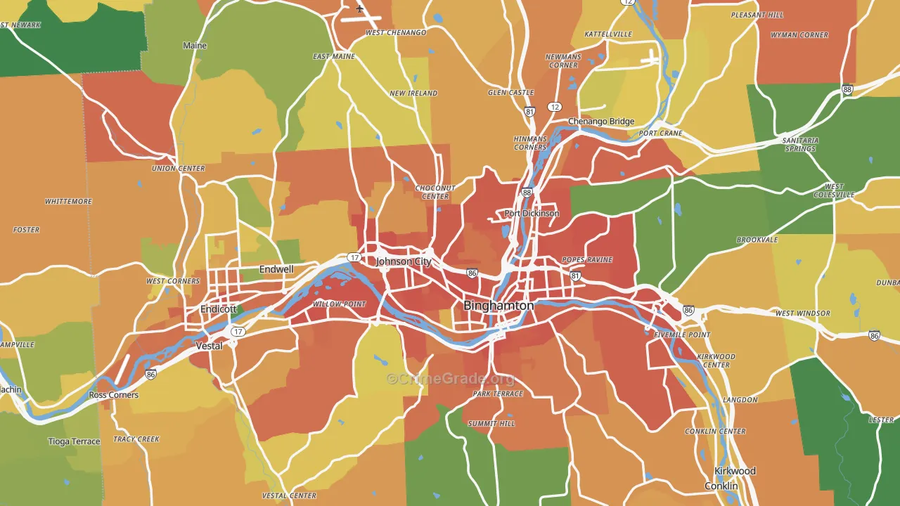 Broome County, NY Map of Burglary Rates