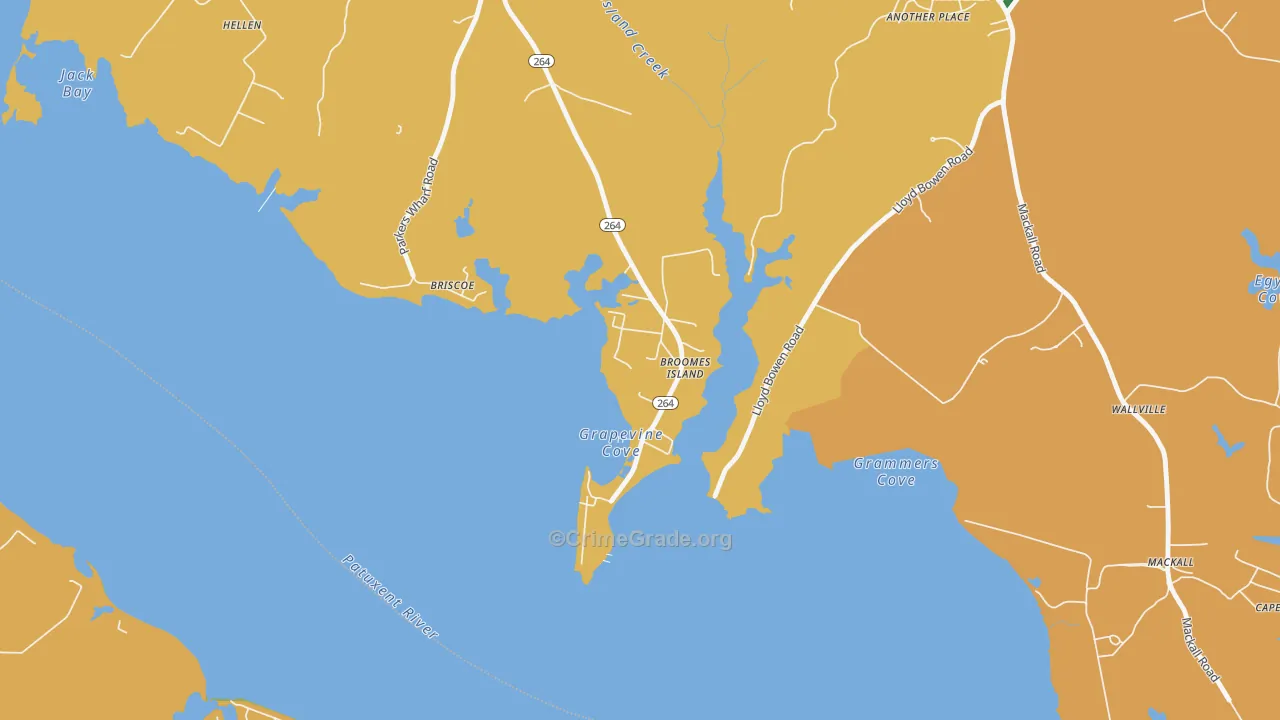 Broomes Island, MD Map of Burglary Rates