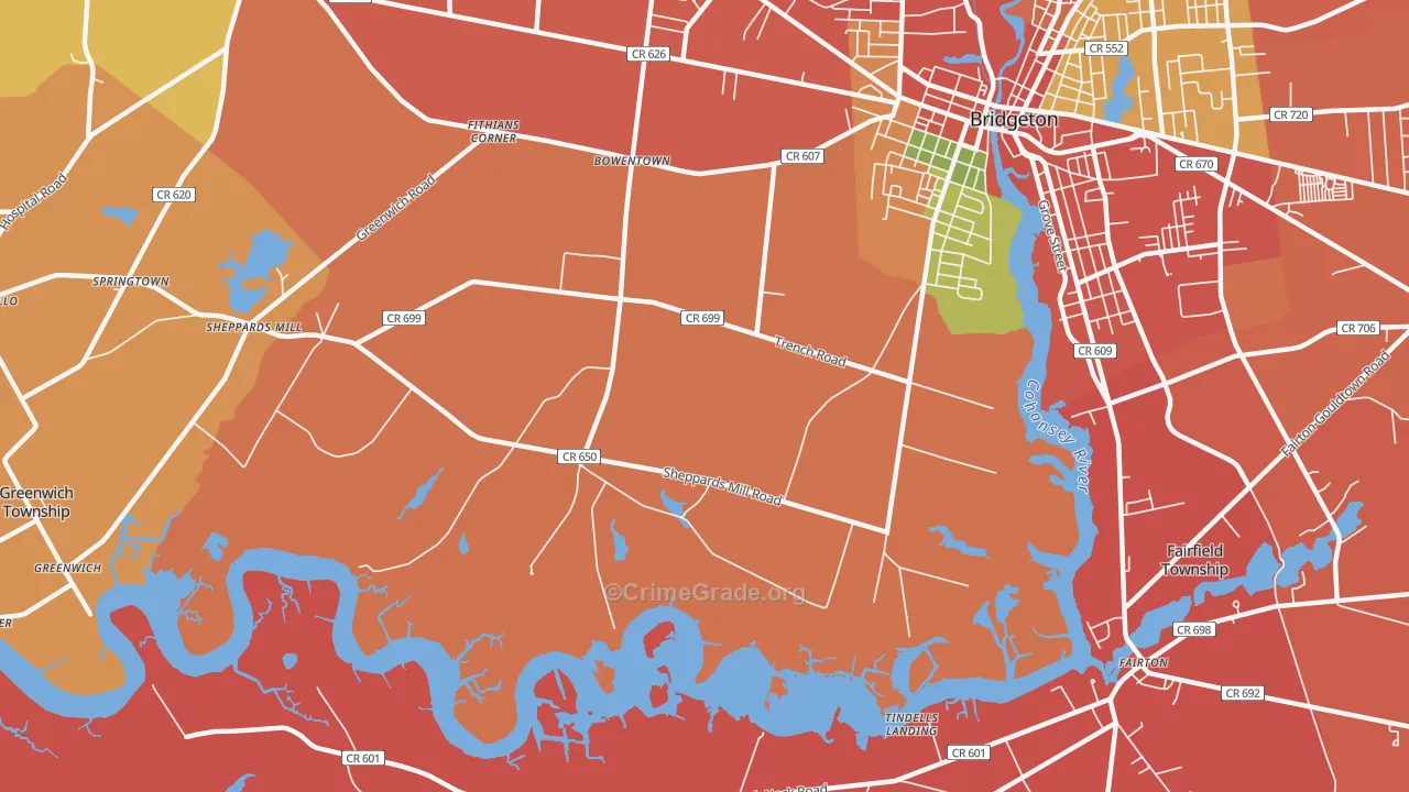 Brotmanville, NJ Map of Burglary Rates