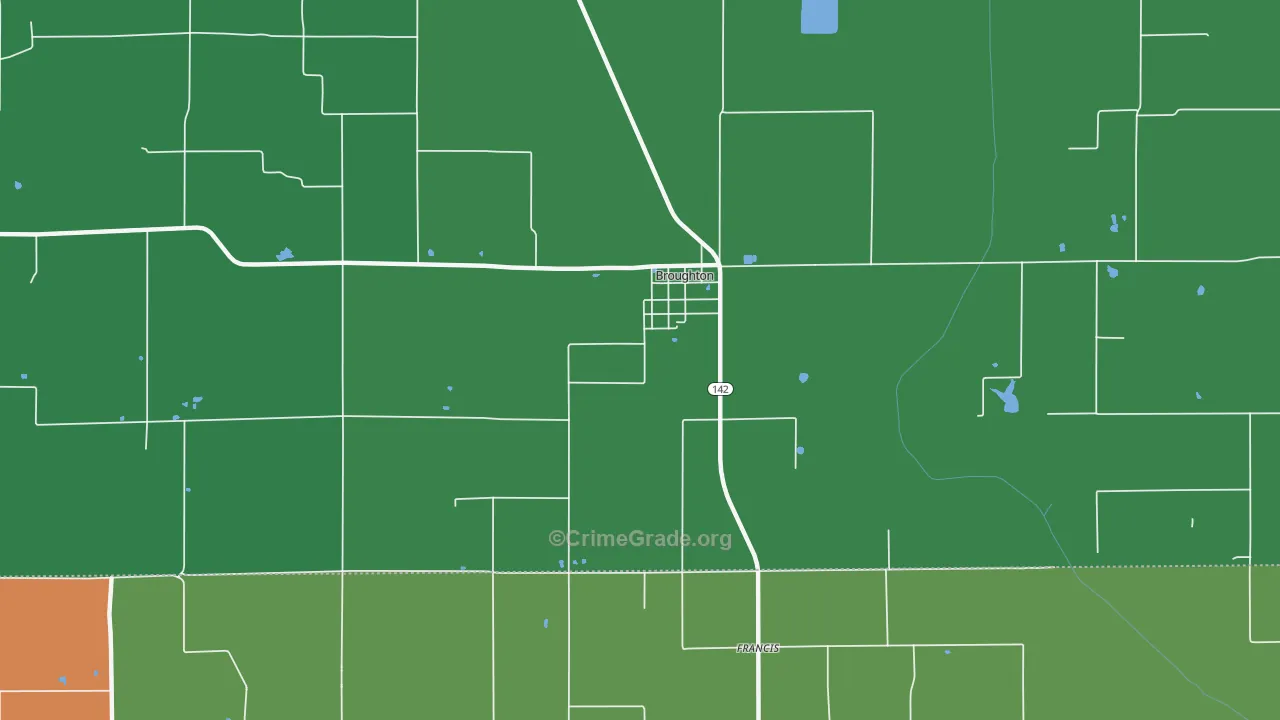 Broughton, IL Map of Burglary Rates