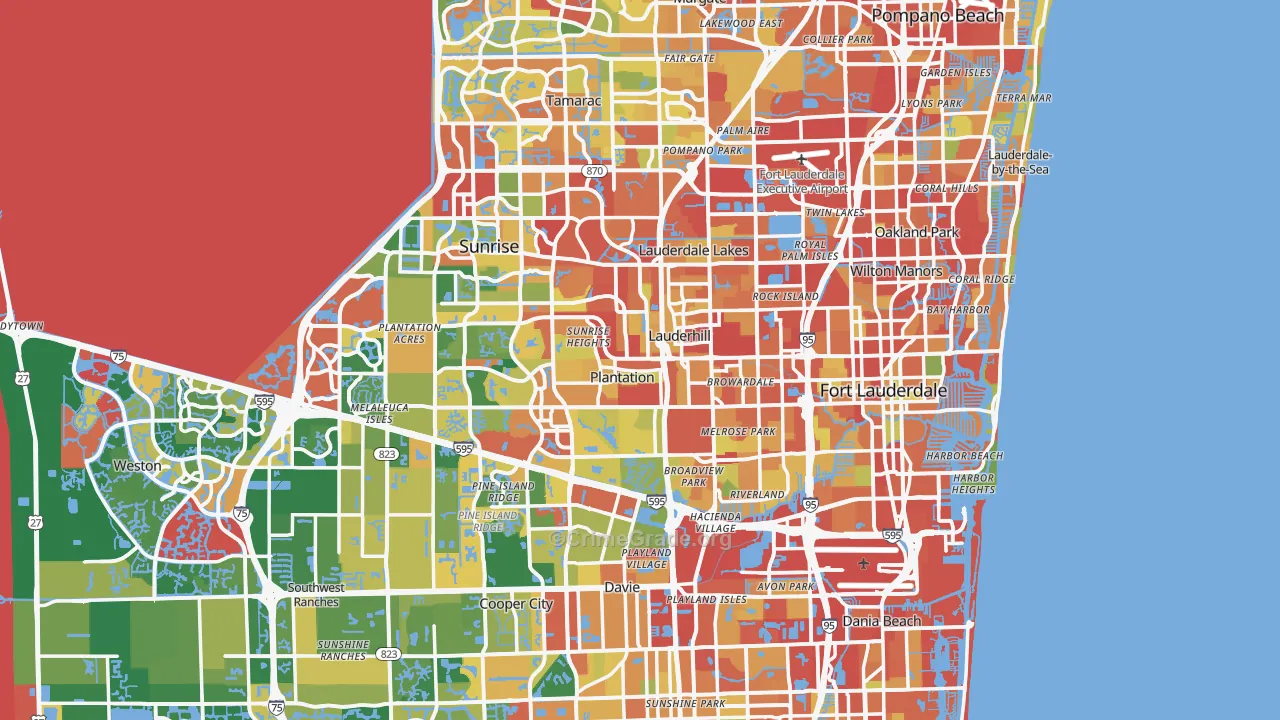 Broward County, FL Map of Burglary Rates