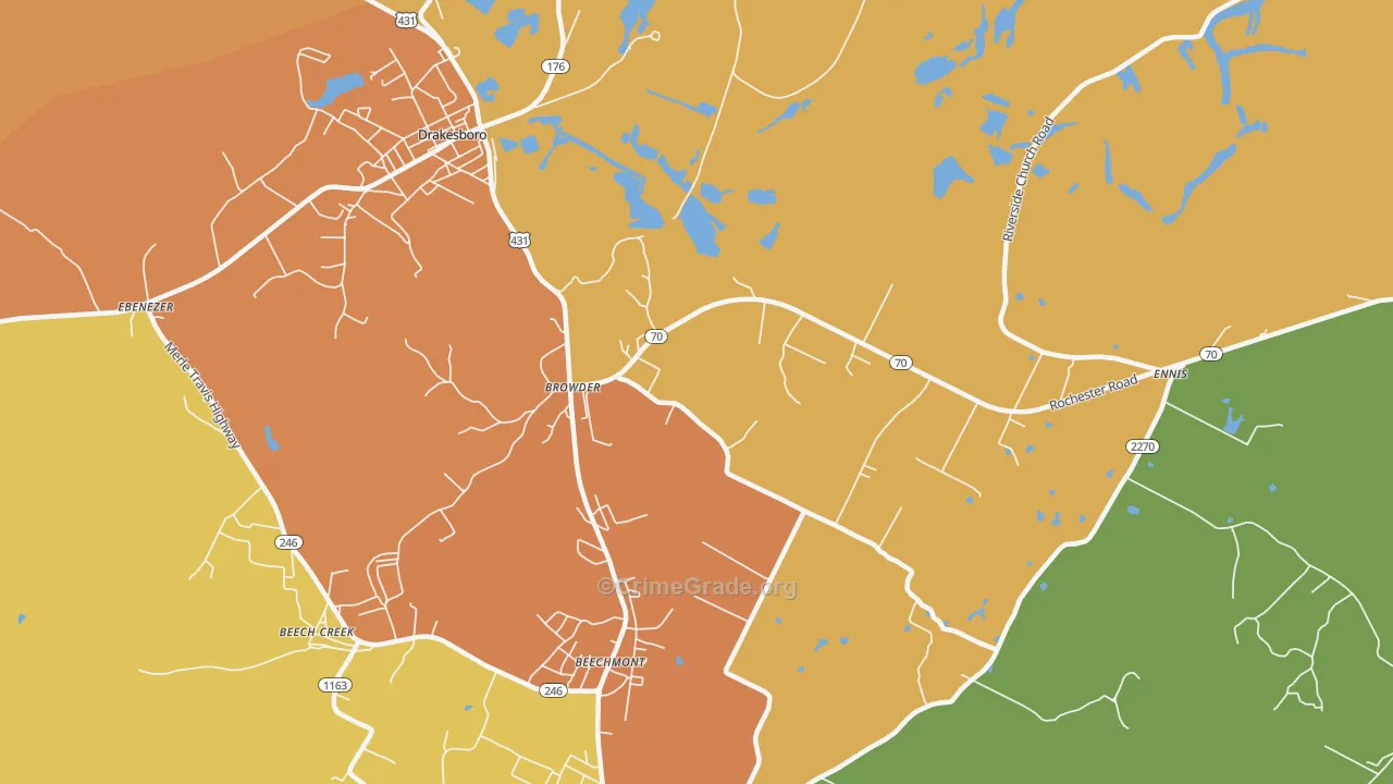 Browder, KY Map of Burglary Rates