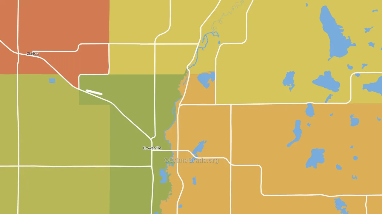 Browerville, MN Map of Burglary Rates