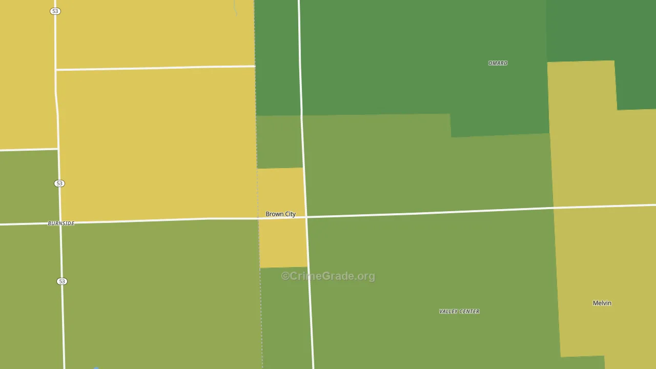 Brown City, MI Map of Burglary Rates