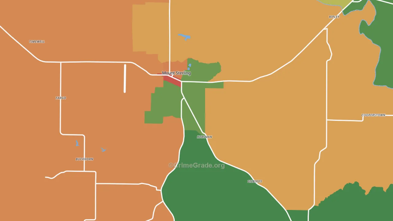 Brown County, IL Map of Burglary Rates