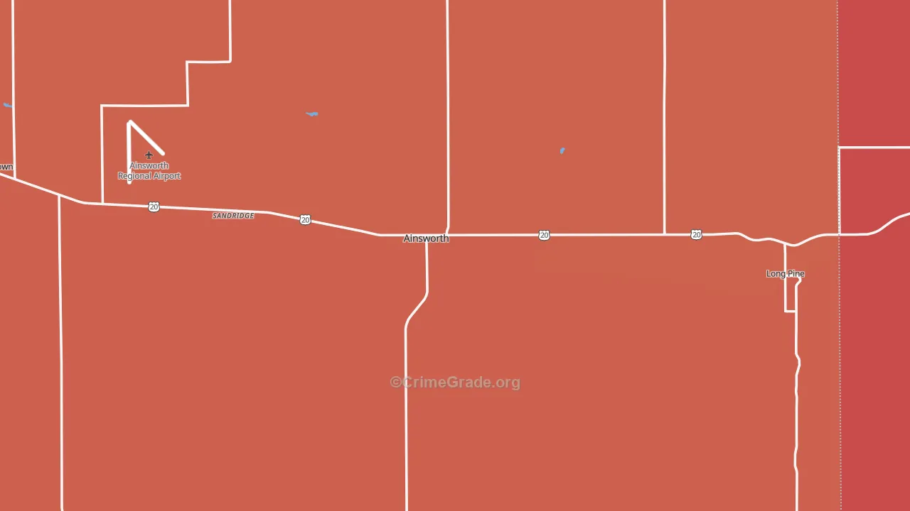 Brown County, NE Map of Burglary Rates