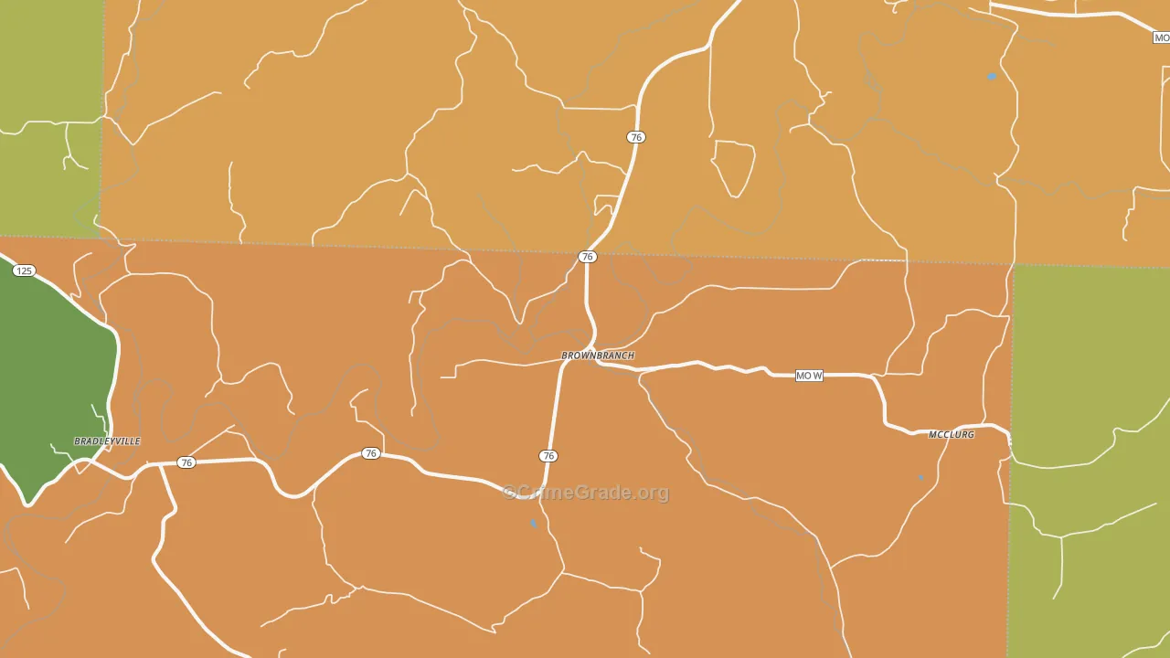 Brownbranch, MO Map of Burglary Rates