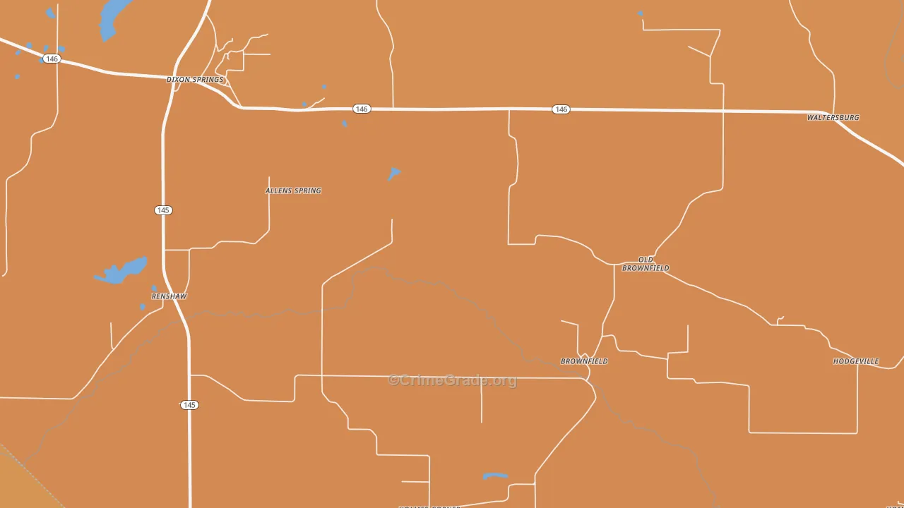 Brownfield, IL Map of Burglary Rates