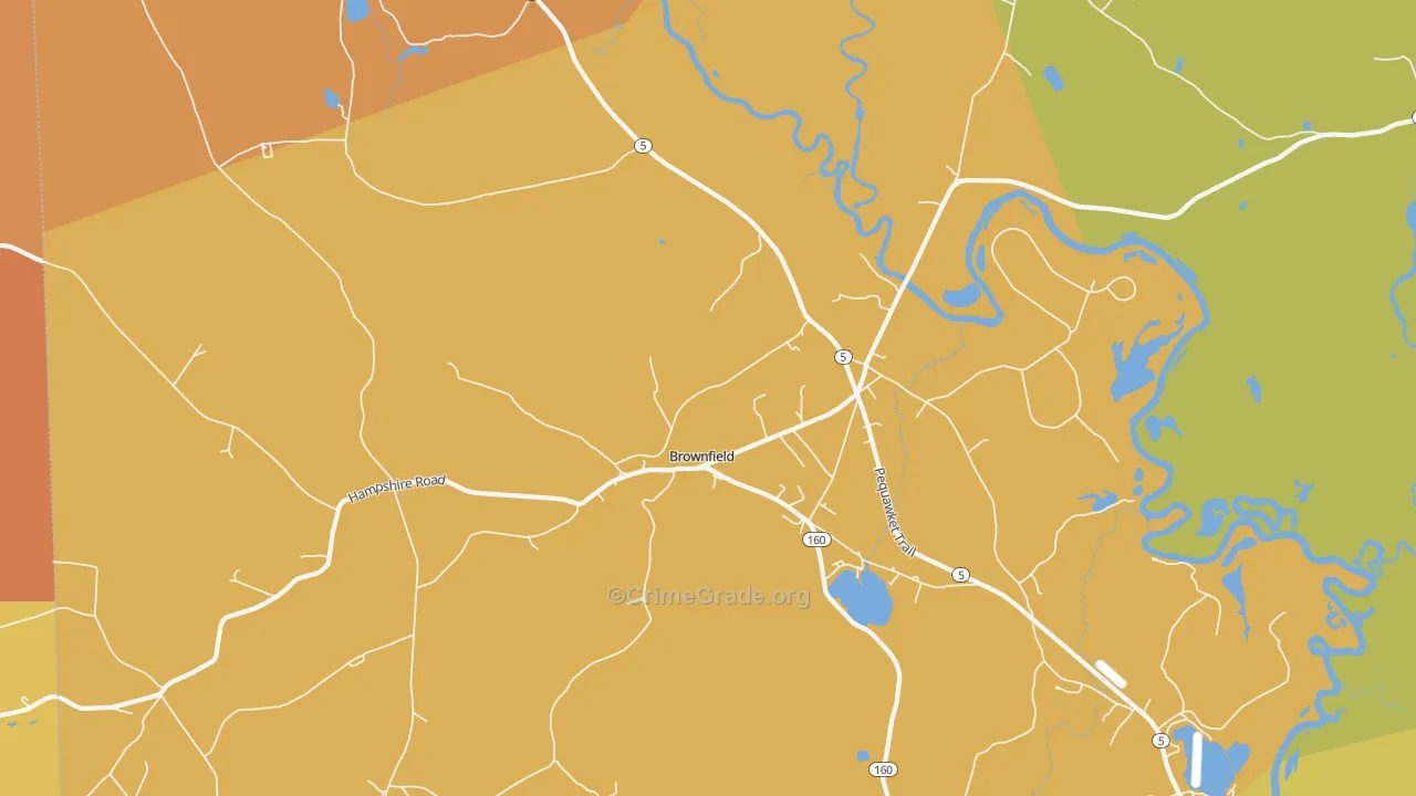 Brownfield, ME Map of Burglary Rates