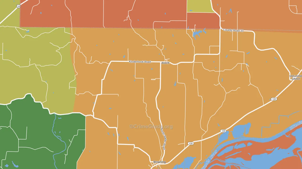 Browning, IL Map of Burglary Rates