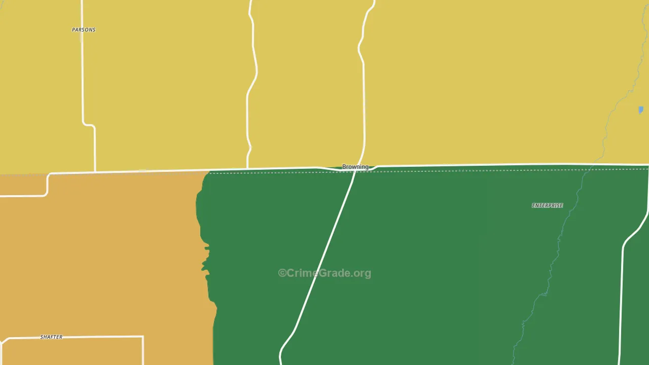 Browning, MO Map of Burglary Rates