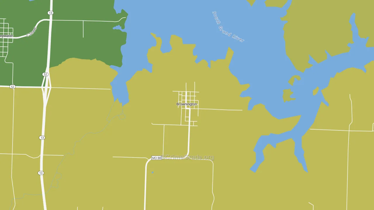 Brownington, MO Map of Burglary Rates