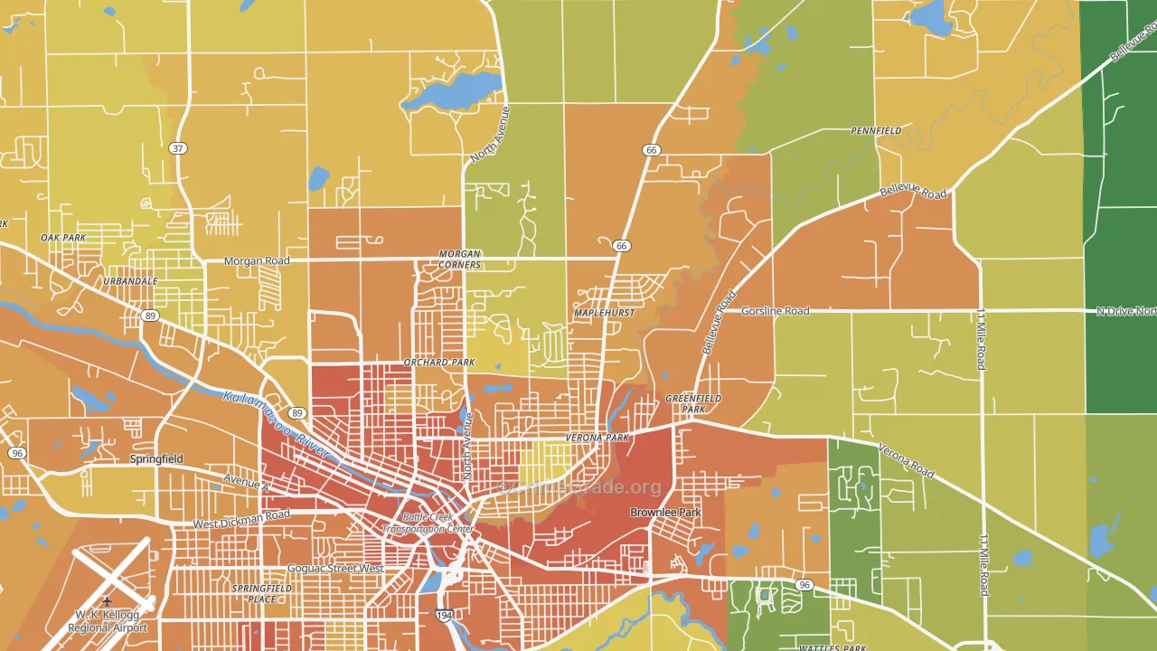 Brownlee Park, MI Map of Burglary Rates