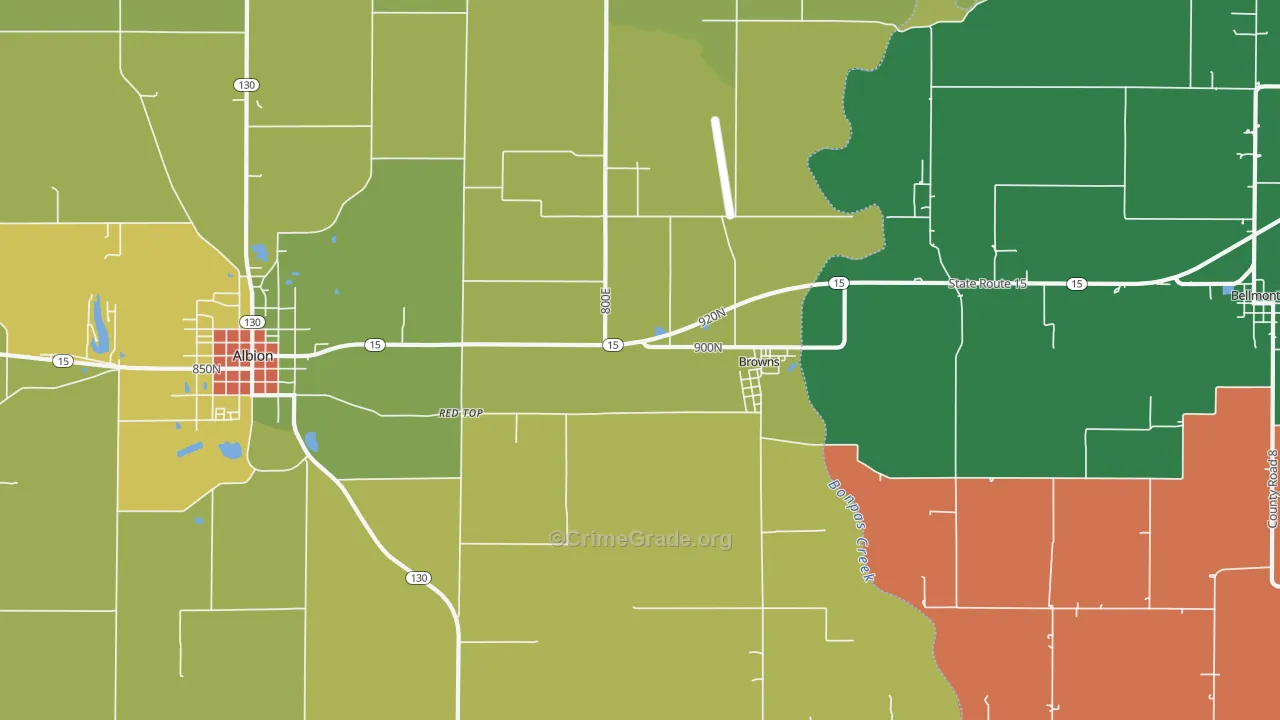 Browns, IL Map of Burglary Rates