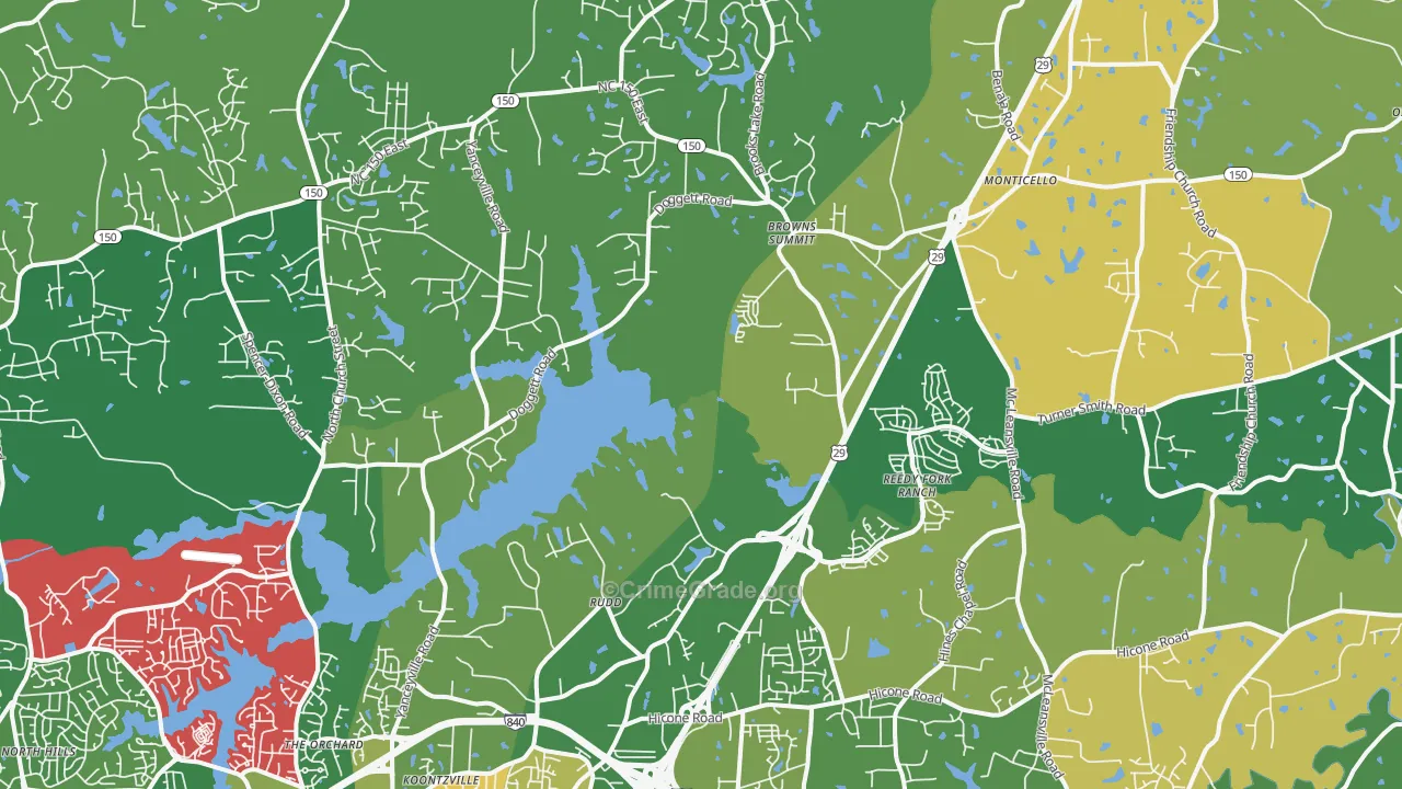 Browns Summit, NC Map of Burglary Rates