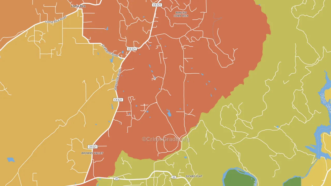 Browns Valley, CA Map of Burglary Rates