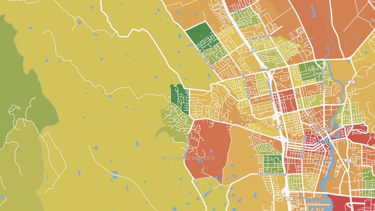 Browns Valley, Napa, CA Map of Burglary Rates